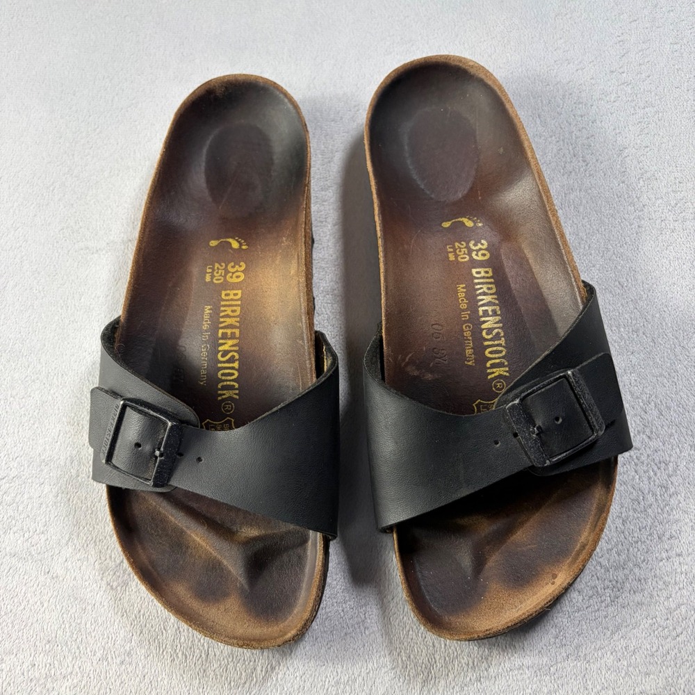 Birkenstock Madrid Black Single Strap Buckle Slide Sandals Women 39 L8 M6
